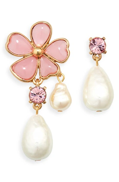 Shop Oscar De La Renta Cloudy Mismatched Earrings In Pink