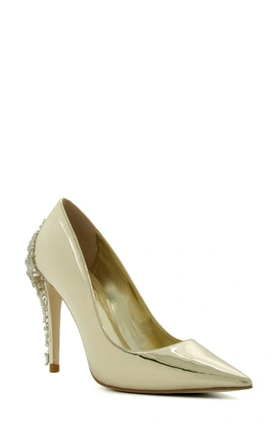 Shop Dune London Audleys Pointed Toe Pump In Gold