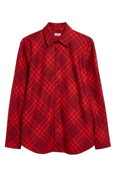 Shop Burberry Check Brushed Cotton Flannel Button-up Shirt In Ripple Ip Check