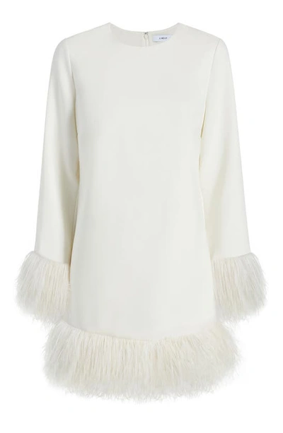 Shop Likely Marullo Feather Trim Long Sleeve Dress In White