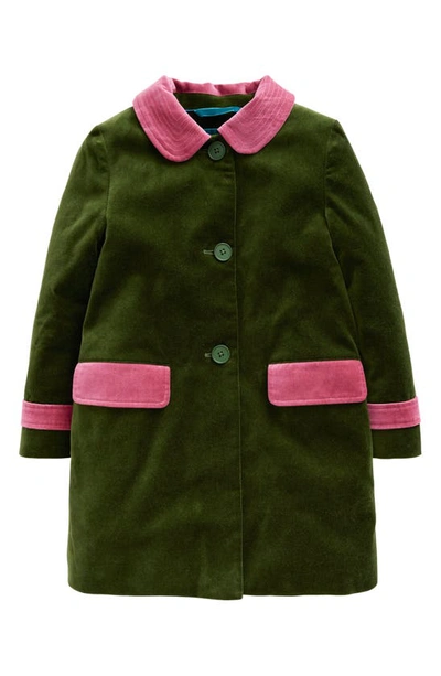 Shop Mini Boden Kids' Cotton Velvet Coat In Vine Leaf