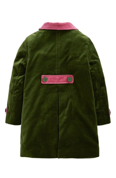 Shop Mini Boden Kids' Cotton Velvet Coat In Vine Leaf