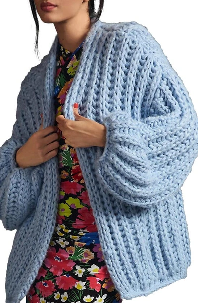 Shop Saachi Chunky Knit Cardigan In Blue