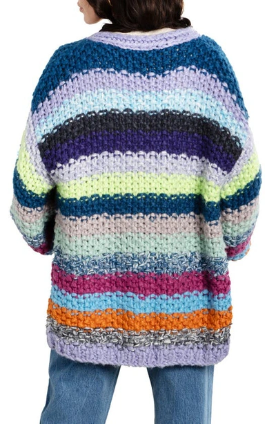 Saachi Stripe Cardigan In Blue