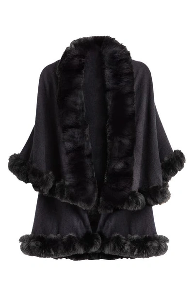Saachi Tiered Faux Fur Cardigan In Black