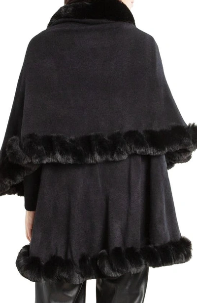 Saachi Tiered Faux Fur Cardigan In Black