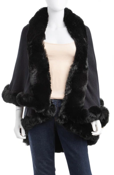 Saachi Tiered Faux Fur Cardigan In Black