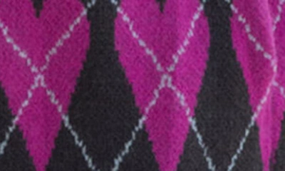 Shop Saachi Argyle Heart Print Cardigan In Pink