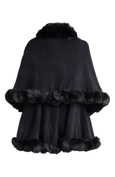 Saachi Tiered Faux Fur Cardigan In Black