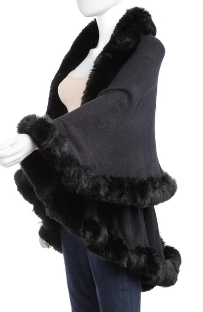 Saachi Tiered Faux Fur Cardigan In Black