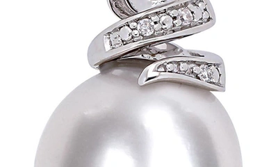 Delmar Cultured Freshwater Pearl & Diamond Necklace & Drop Earrings Set In White