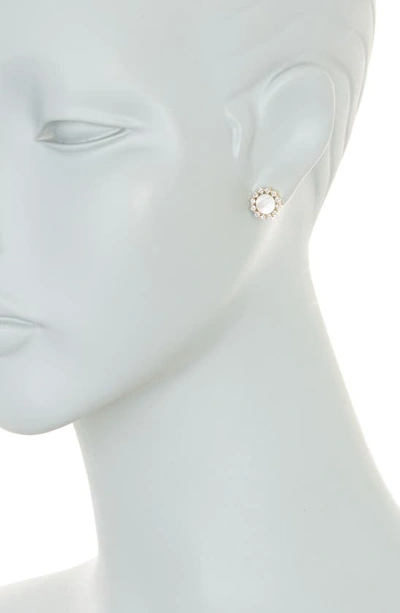Shop Argento Vivo Sterling Silver Crystal Halo Mother Of Pearl Stud Earrings In Gold