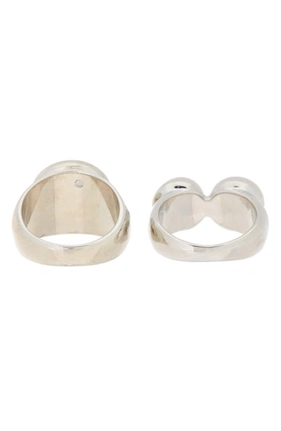 Shop Melrose And Market Set Of 2 Puffed Round Rings In Clear- Rhodium