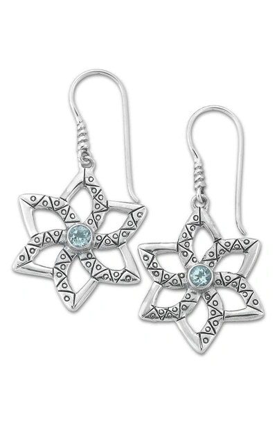 Samuel B. Blue Topaz Flower Drop Earrings In Blue