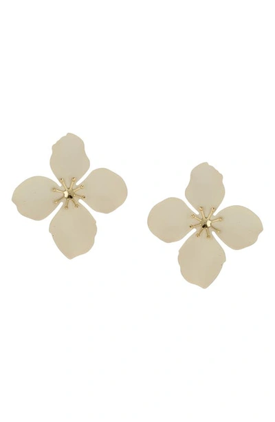 Shop Olivia Welles Spring Air Resin Flower Drop Earrings In Gold / White