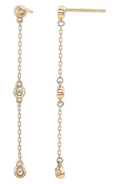 Shop Suzy Levian Diamond Station Chain Drop Earrings In Yellow Gold
