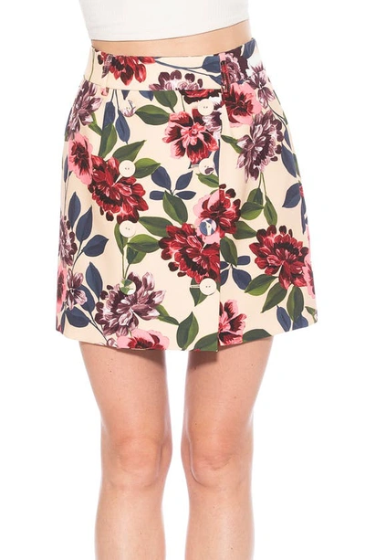 Shop Alexia Admor Cyrus Double Breasted Miniskirt In Beige Floral