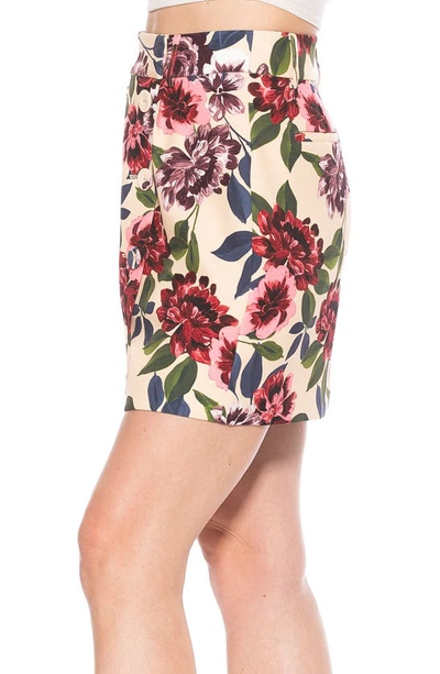 Shop Alexia Admor Cyrus Double Breasted Miniskirt In Beige Floral