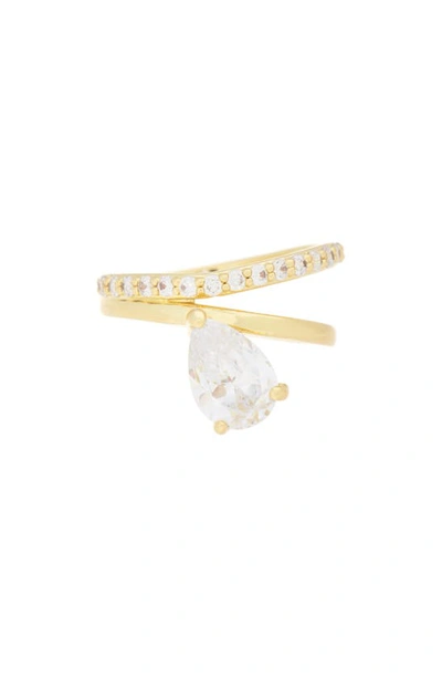 Shop Covet Pear Stone Band Ring In Gold