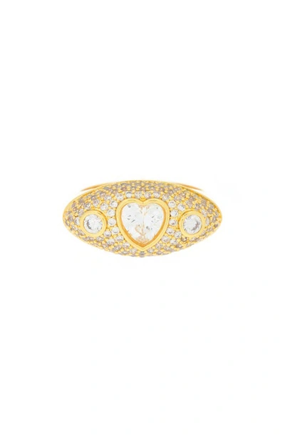 Shop Covet Cz Pavé Heart Statement Ring In Clear