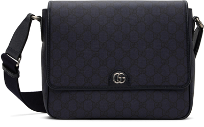 Shop Gucci Navy Medium Ophidia Gg Messenger Bag In 8441 Blue Dk Blue/bl