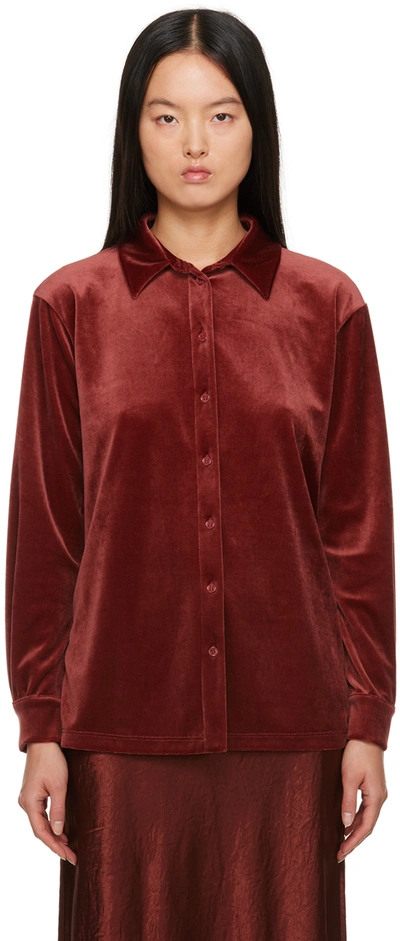 Shop Max Mara Red Spread Collar Shirt In 002 Brick Red