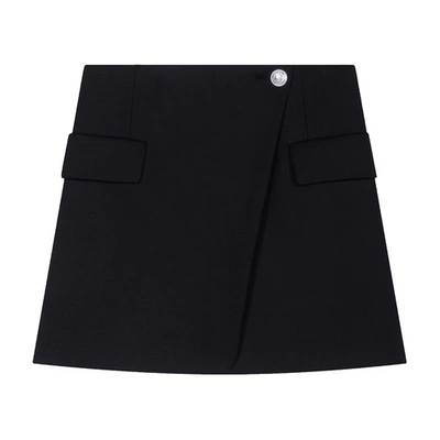 Shop Maje Asymmetric Wrap Skirt In Noir