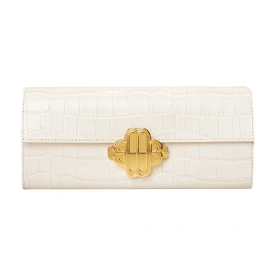 Shop Maje Embossed Croc-effect Leather Bag In Vanille