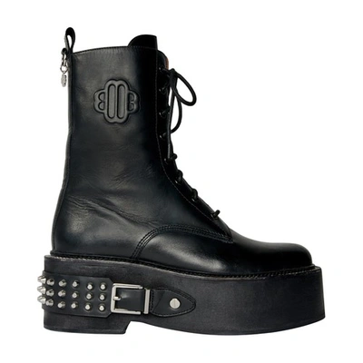 Shop Maje Ranger Ankle Boots With Punk Details In Noir