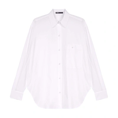 Shop Maje Cotton Poplin Shirt In Blanc