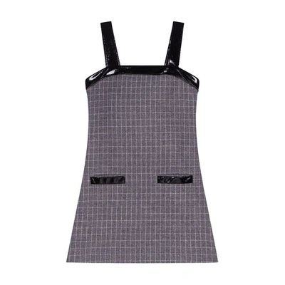 Shop Maje Short Chequered Dress In Gris