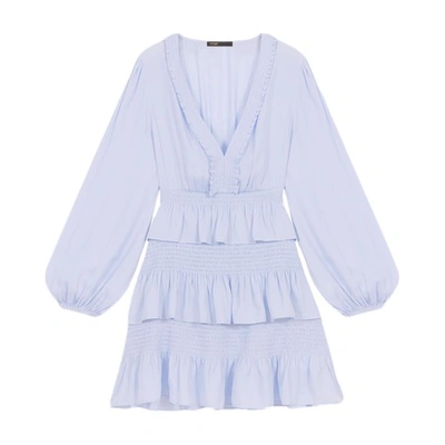 Shop Maje Frilled Dress In Bleu_clair