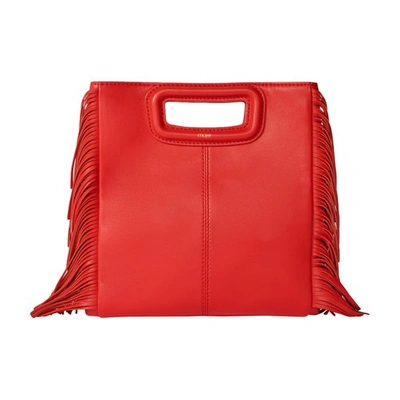 Shop Maje Smooth Leather M Bag In Rouge