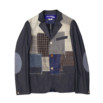 Shop Comme Des Garçons Patchwork Cotton Jacket In Blue