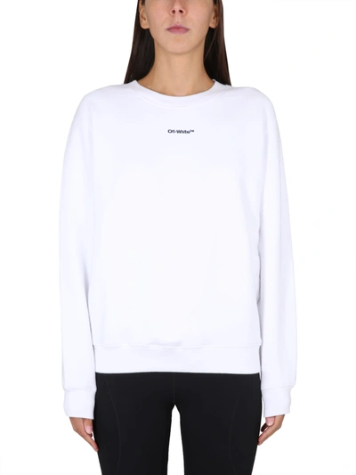 Shop Off-white Tie &amp; Dye Arrow Crewneck Sweatshirt In Bianco