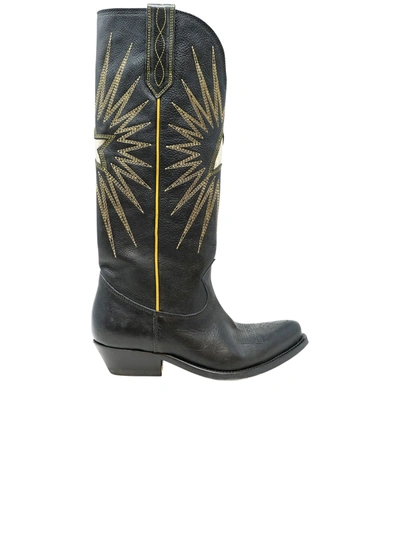Shop Golden Goose Gwf00135.f000571.90100 Wish Star Black Leather Boots