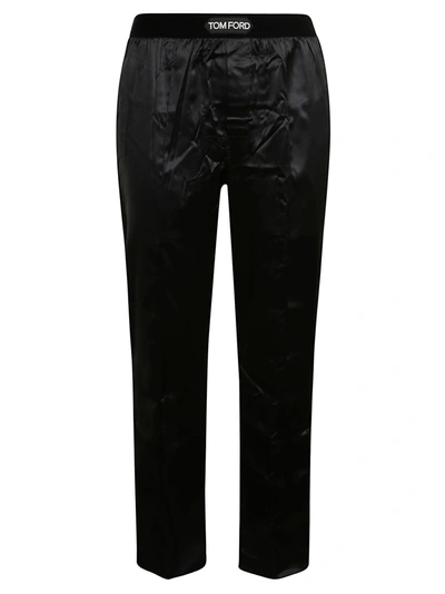 Shop Tom Ford Silk Pajama Trousers In Black