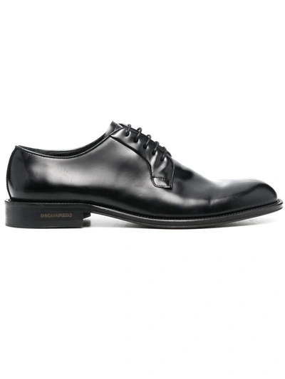 Shop Dsquared2 Black Calf Leather Lace-up Shoes In Nero
