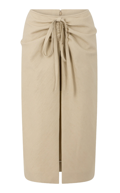 Rabanne Slit-front Midi Skirt In Neutral