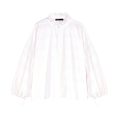 Shop Maje Embroidered Shirt With Frills In Blanc