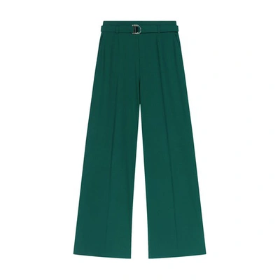 Shop Maje Wide Tailored Pants In Vert_bouteille