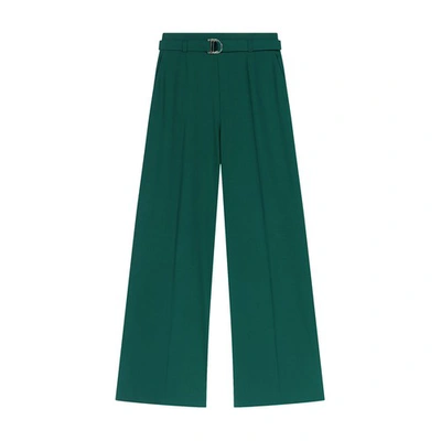 Maje Womens Verts Picalo High-rise Wide-leg Stretch-woven Trousers In Vert_bouteille