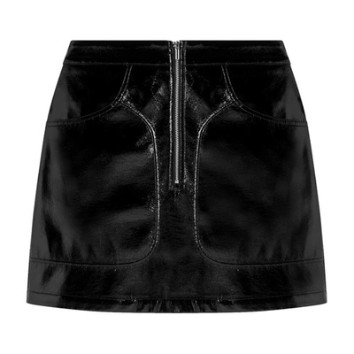 Shop Maje Shorty Vinyl Skirt In Noir