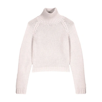 Shop Maje Cropped Knit Jumper With Laced Back In Ecru
