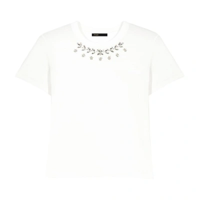 Shop Maje Cotton T-shirt With Diamantés In Blanc