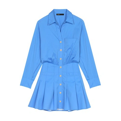 Shop Maje Short Shirt Dress In Bleu