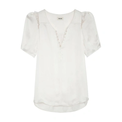 Shop Zadig & Voltaire Twisty Satin Blouse In Lin