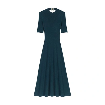 Shop Maje Knitted Maxi Dress In Vert_bouteille