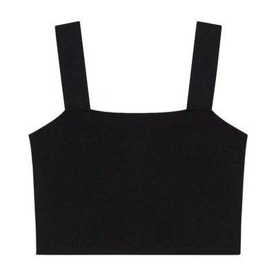 Shop Maje Knitted Crop Top With Shoulder Straps In Noir