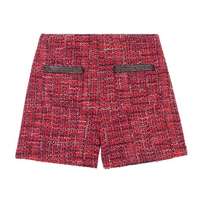 Maje Chain-link Trim Tweed Shorts In Rouge